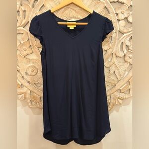 Anthropologie- Maeve Navy Blue Cap Sleeve Top